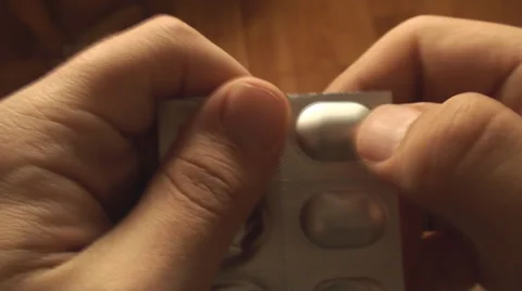 Man Taking A Pill Blister Pack,  Pharmaceutical, Drugs, Medicine, Point Of View Stock Footage 36562296
