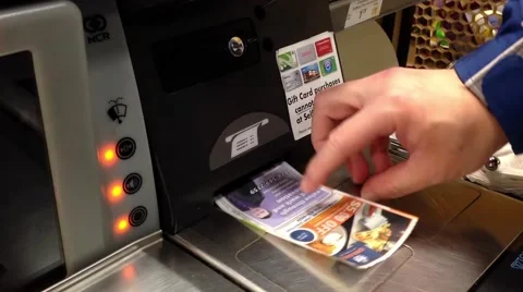 Man taking receipt after paying foods at self checkout counter Stock-Footage 46163316