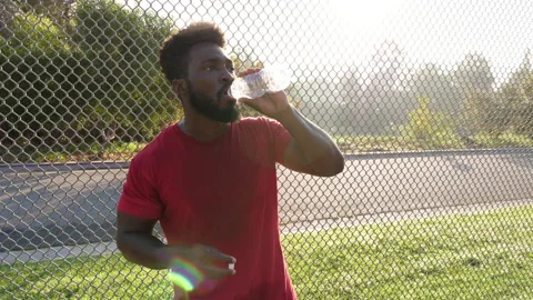 Man taking a rest break from his workout Stock-Footage 159630111