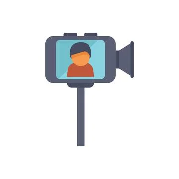 Man taking selfie using mobile phone on selfie stick Stock Illustration