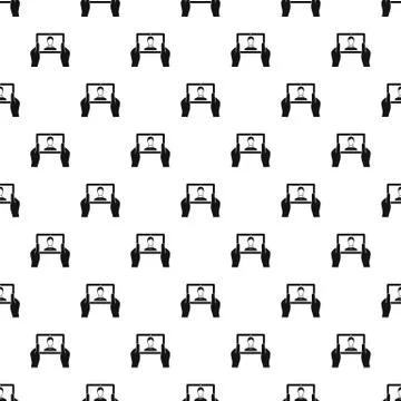 Man taking selfie using tablet pattern Stock Illustration