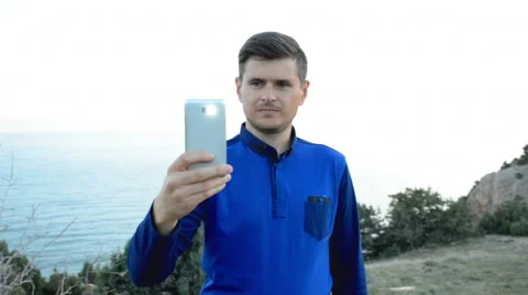 Man taking shot with camera app on smartphone Stock-Footage 47132923