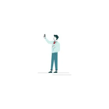 Man taking a side selfie Stock Illustration
