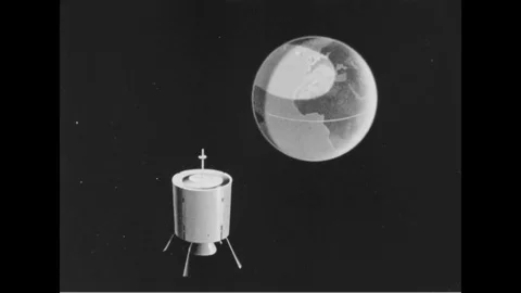 Man talk about the world wide communication by satellite -1966 Stock Footage 99098674