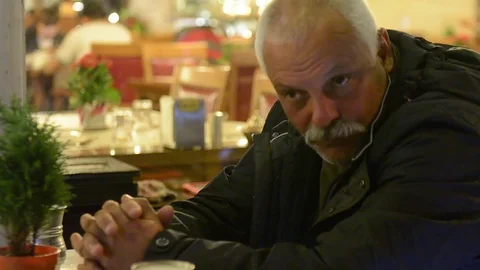 Man talking in a cafe Stock Footage 83117971