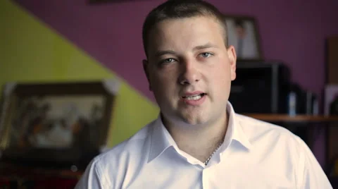 Man talking to camera as if being interviewed Stock Footage 63768202