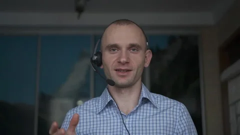 Man talking to camera making conference business call. Stock Footage 147566643