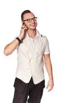 Man talking on cell phone Stock Photos