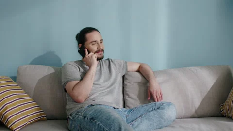 Man Is Talking On His Mobile Phone Stock Footage 130445991