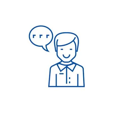 Man talking line icon concept. Man talking flat vector symbol, sign, outline Illustration