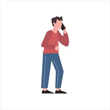 Man Talking on Mobile Phone Vector Illustration Stock Illustration