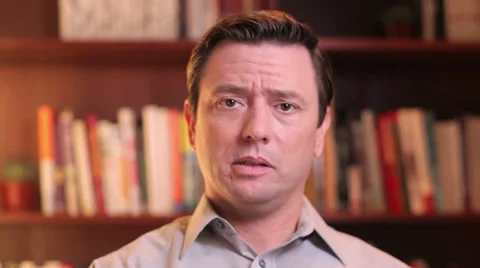 A man talking over a video chat. Close up shot Stock Footage 33841543