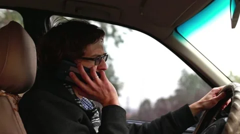Man Talking on the Phone in the Car Stock Footage 58637125