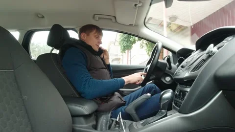 Man Talking On The Phone In The Car Stock Footage 161895057