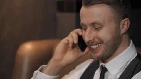 Man is talking on the phone Stock Footage 88164423