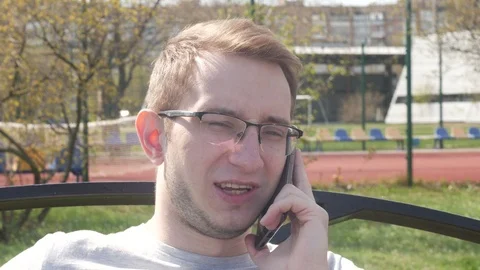 Man is talking on the phone Stock Footage 88863393