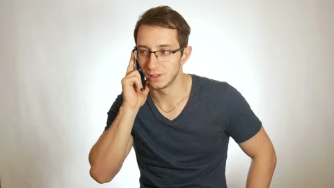 Man is talking on the phone Video stock 91004593