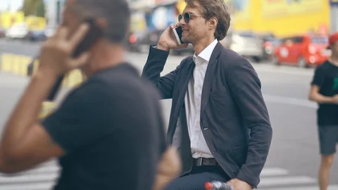 The Man Talking On The Phone Stock Footage 126118541