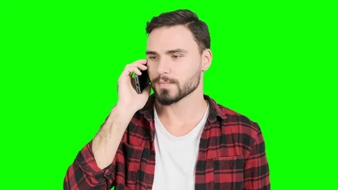 Man talking on phone on green screen. Stock Footage 101893153