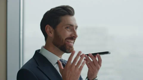 Man talking phone office close up. Businessman negotiate virtual conversation Video stock 227873508