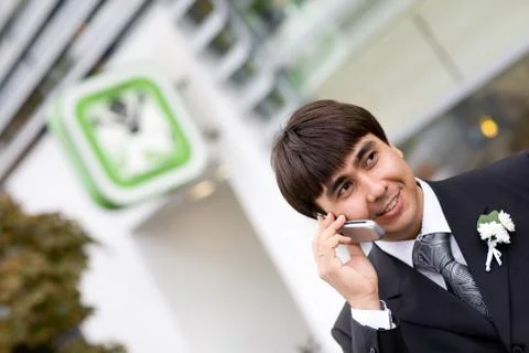 Man talking by phone Stock Photos