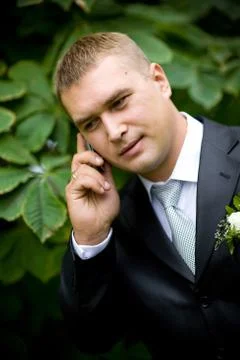Man talking by phone Stock Photos