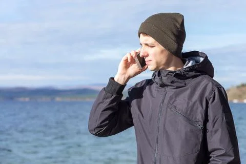 A man is talking on the phone Stock Photos