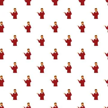 Man talking on phone seamless pattern communication technology 스톡 일러스트