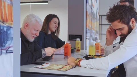 Man talking on the phone while at the lunch Stock Footage 102216466