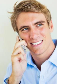 Man talking on smart phone Stock Photos