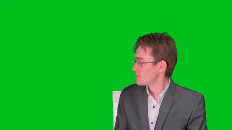 A man is talking to someone in the audience. Multifunctional template. Isolated  Stock Footage 88063194