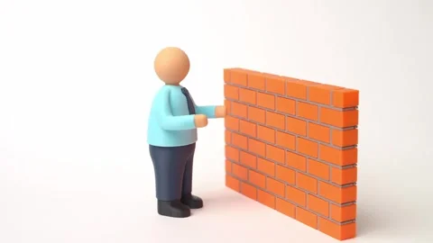 A man talking to a wall. The concept of impenetrable misunderstanding and Stock Footage 335837031