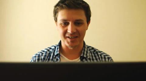 Man is talking via webcam Stock Footage 53316912