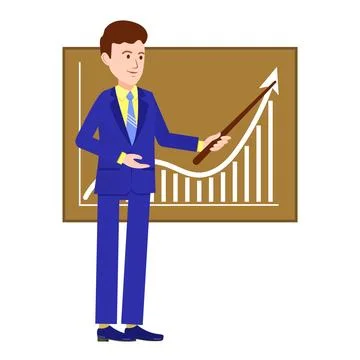 A man talks about growth trends. Stock Illustration