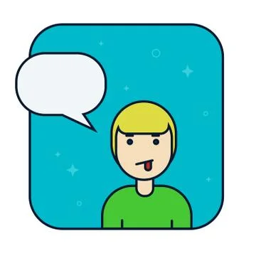 Man talks, client support, customer help service concept. Line vector icon. Flat Stock Illustration