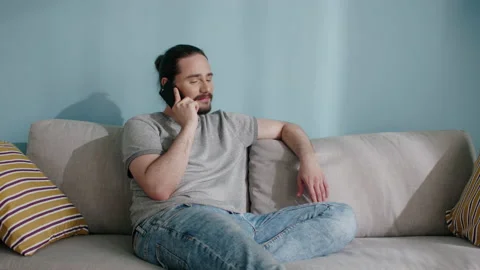 Man Talks On Smartphone Stock Footage 135372669