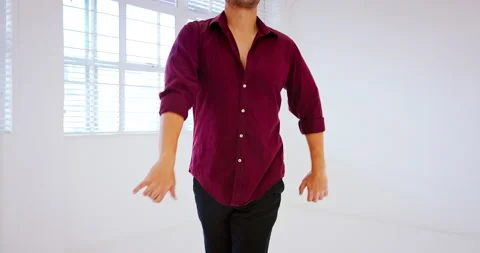 Man, tango dance and salsa dancing in studio with happy smile with rhythm Stock Footage 220560784