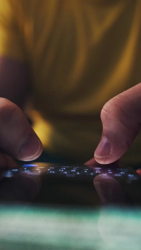 Man Tapping And Typing Message On Smartphone Screen Stock Footage 339024209