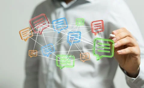 Man tapping a floating 3D-rendered email icons Stock Photos