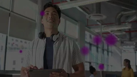 Man tapping tablet and invoking animated... | Stock Video | Pond5