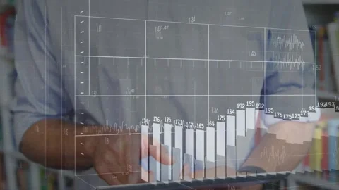 Man tapping tablet screen and activating holographic tech overlay with growing Stock Footage 327583972