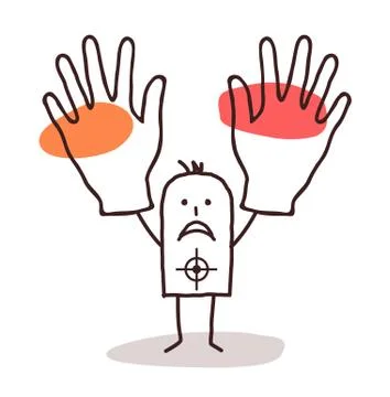 Man with target and hands up Stock Illustration