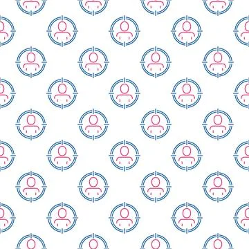 Man in Target vector Aim or Targeting concept creative outline seamless patte Stock Illustration