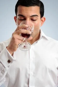 Man tasting drinking wine Stock Photos