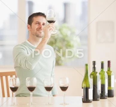 Man tasting wine Stock Photos