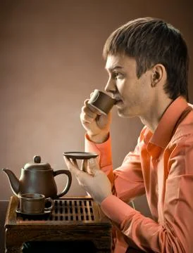Man with tea Fotos de archivo