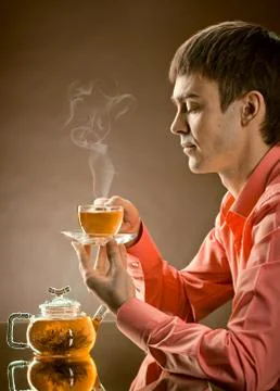 Man with tea Fotos de archivo