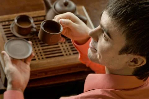 Man with tea Fotos de archivo