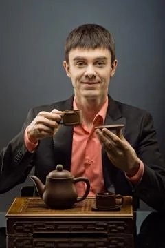 Man with tea Fotos de archivo