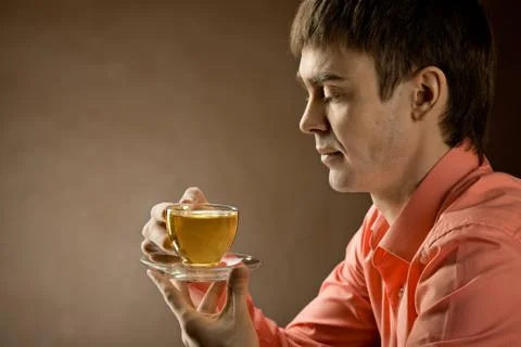 Man with tea Stock Photos